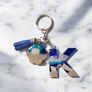 Blue and Silver Keychain with Tassel